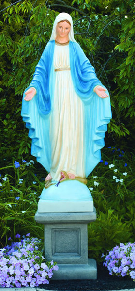 Blessed Mother Mary Life-size on Pedestal Colored Church Statuary